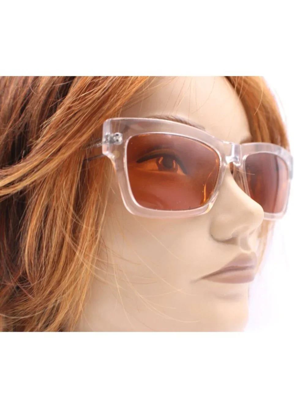 Starling Eyewear Sunglasses The SouthX Clear Frame Orange Amber Lens Square NEW